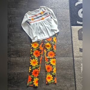 Gymboree Sun Flower Out Fit. Girls Size 7. Super Cute. Fun Fall Colors.